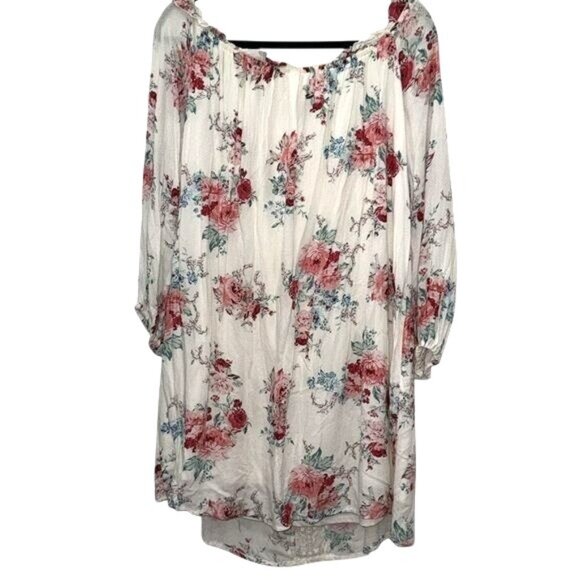 Womens Floral Peasant Dress With Tassel Detail By Xhilaration Size L White & Pin - Picture 6 of 7